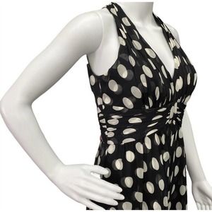 White House Black Market Womens Size 2 Silk Black Polka Dot Dress Cocktail Deep